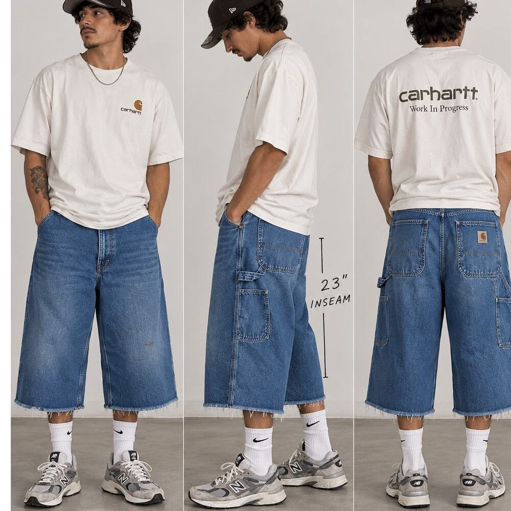 Carhartt B13 DST Denim Jorts 40x30 Cut Off Carpenter Shorts Baggy Y2K